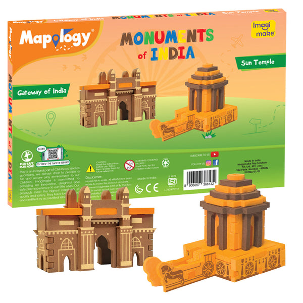 ImagiMake Mapology Monuments of India - Sun Temple & Gateway of India