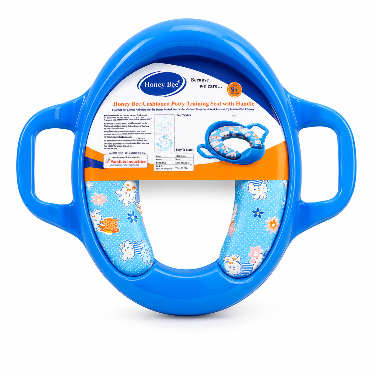 Kiddi villa blue cushioned potty training seat with handles for toddlers and kids age 1 to 5 years