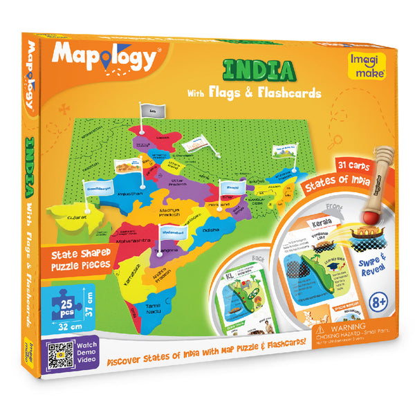 ImagiMake Mapology India Map with Flashcards