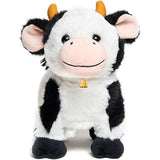 Plush cow toy with black and white pattern 