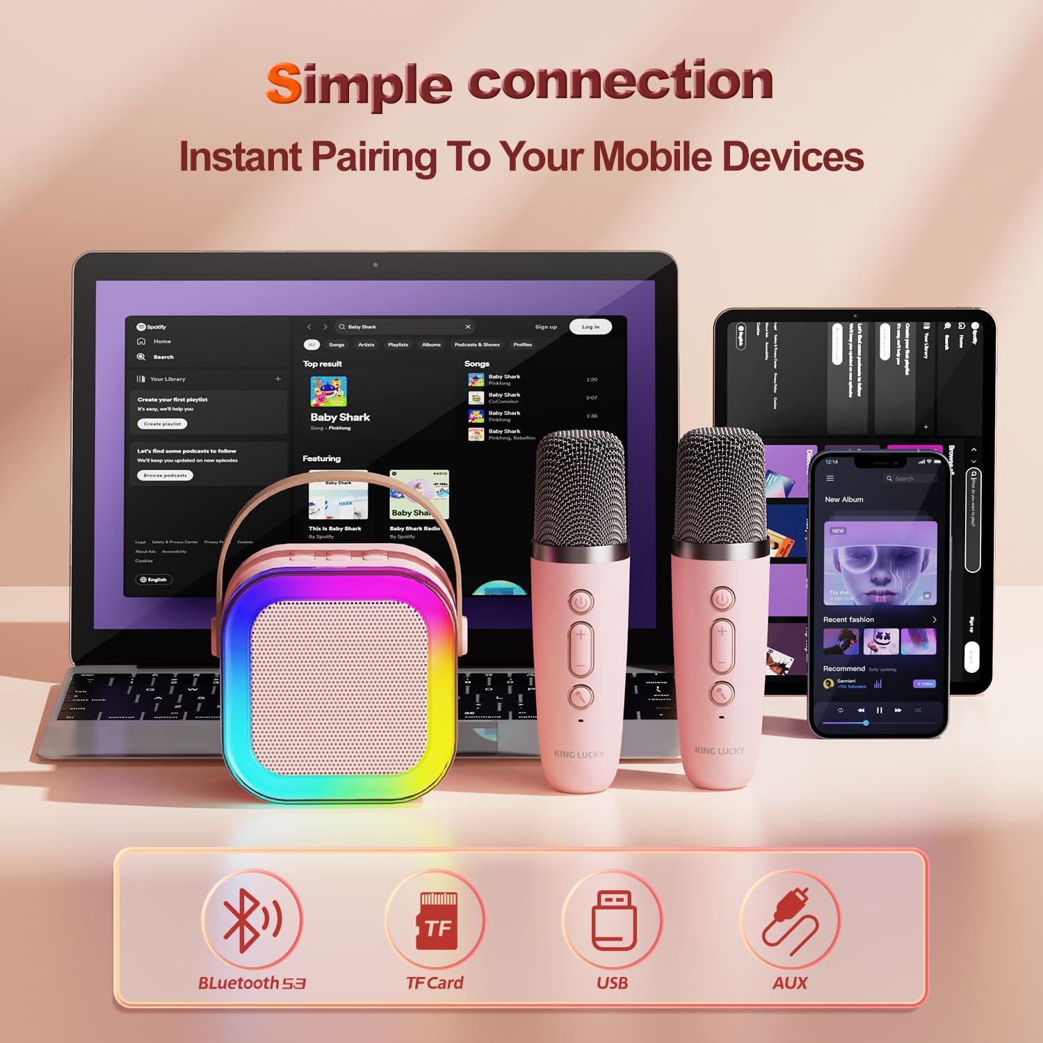 Portable Bluetooth Speaker with Wireless Microphone