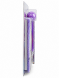 Purple massage ball in a clear packaging on a white background