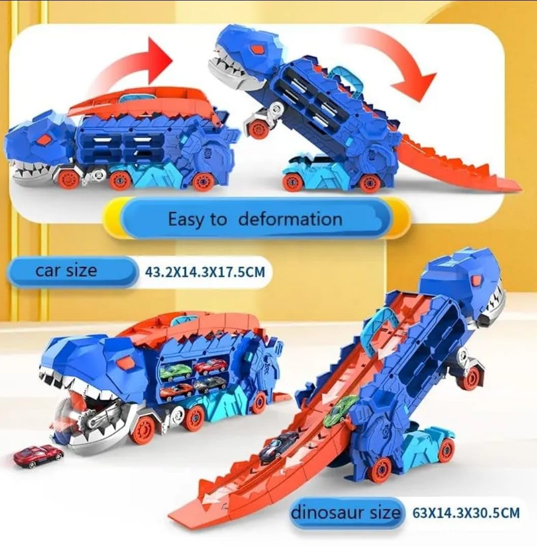 Toy car transforming into a dinosaur