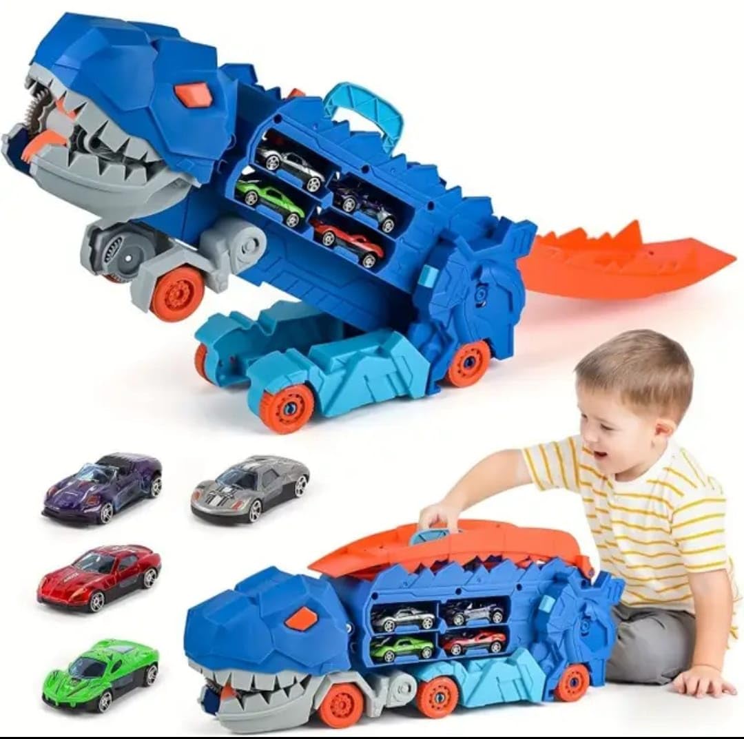 Toy dinosaur truck with toy cars 