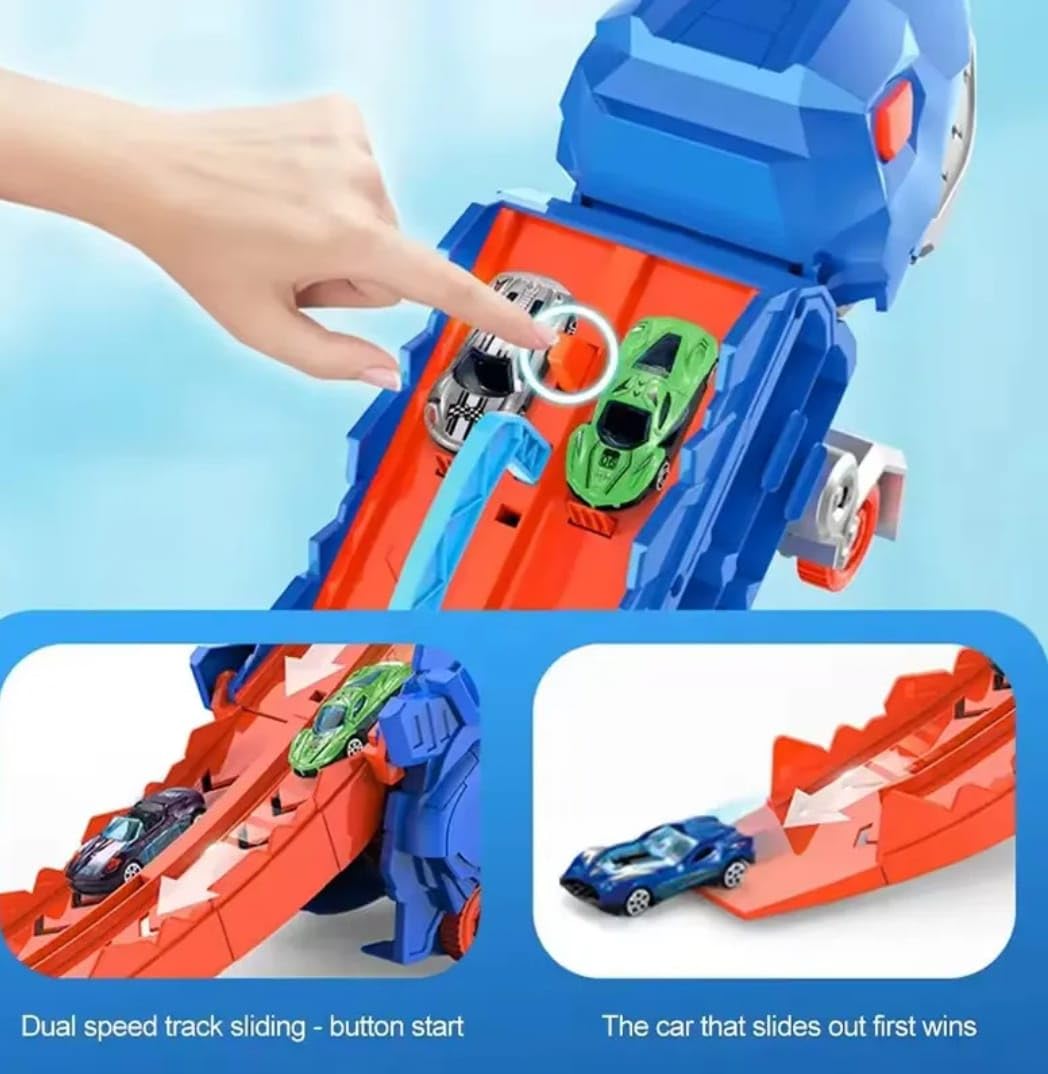 Toy track set with cars