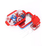 Striders Marvel Avengers Kids Lunch Box | Captain America, Iron Man & Thor Design | Durable Plastic Tiffin Box with Easy Open Side Locks