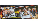 Packaging for a WWE Superstar Battle Wrestling Action Figures set, featuring images of wrestlers in the ring and the toy set itself with multiple figures and accessories.