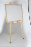 Wooden easel with a white board on a white background