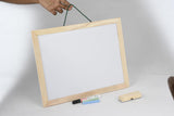 Wooden frame with whiteboard on a plain background