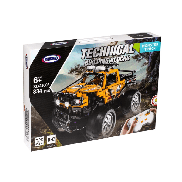Box of XINGBAO technical building blocks monster truck set on a white background