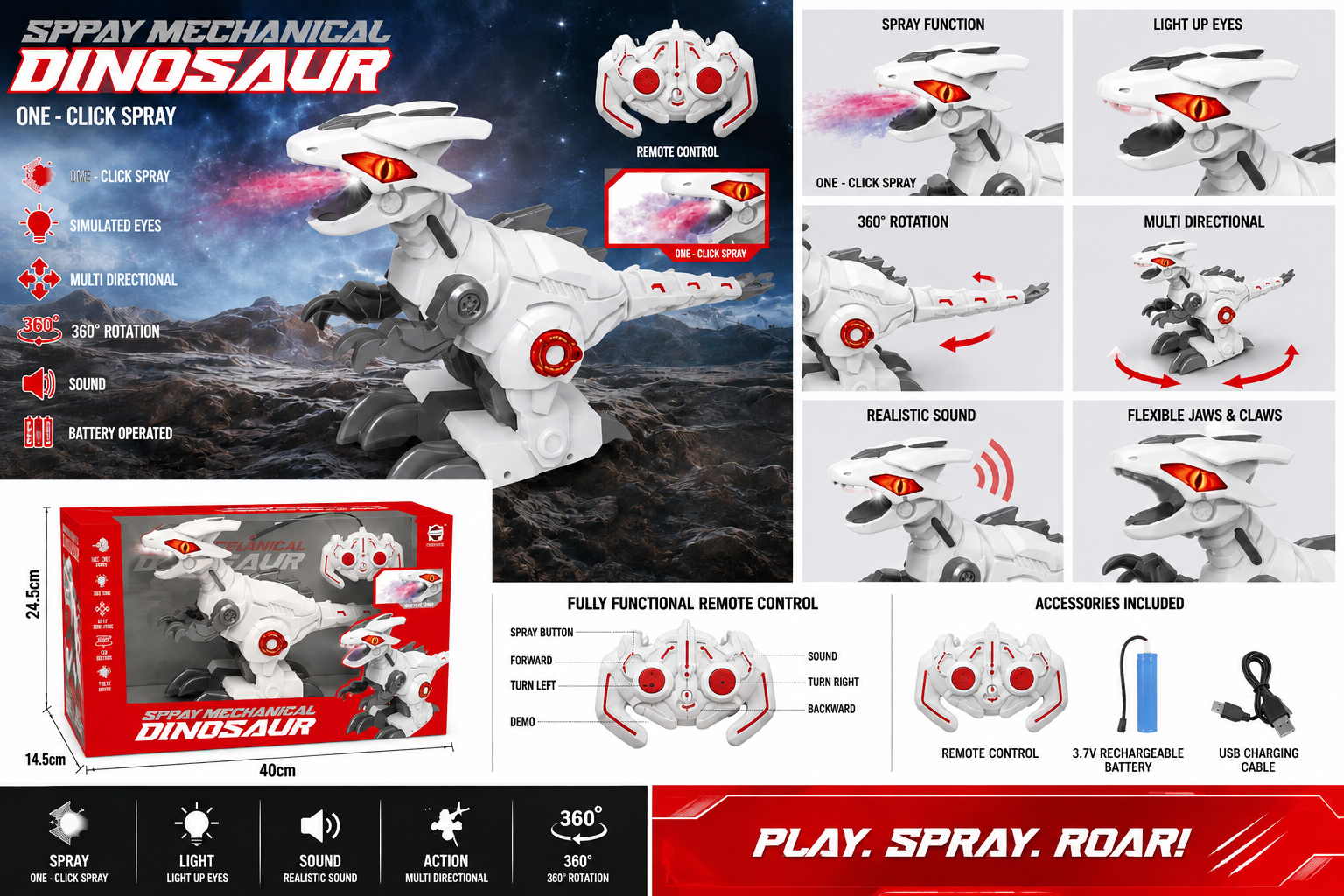 dinosaur spray gun set