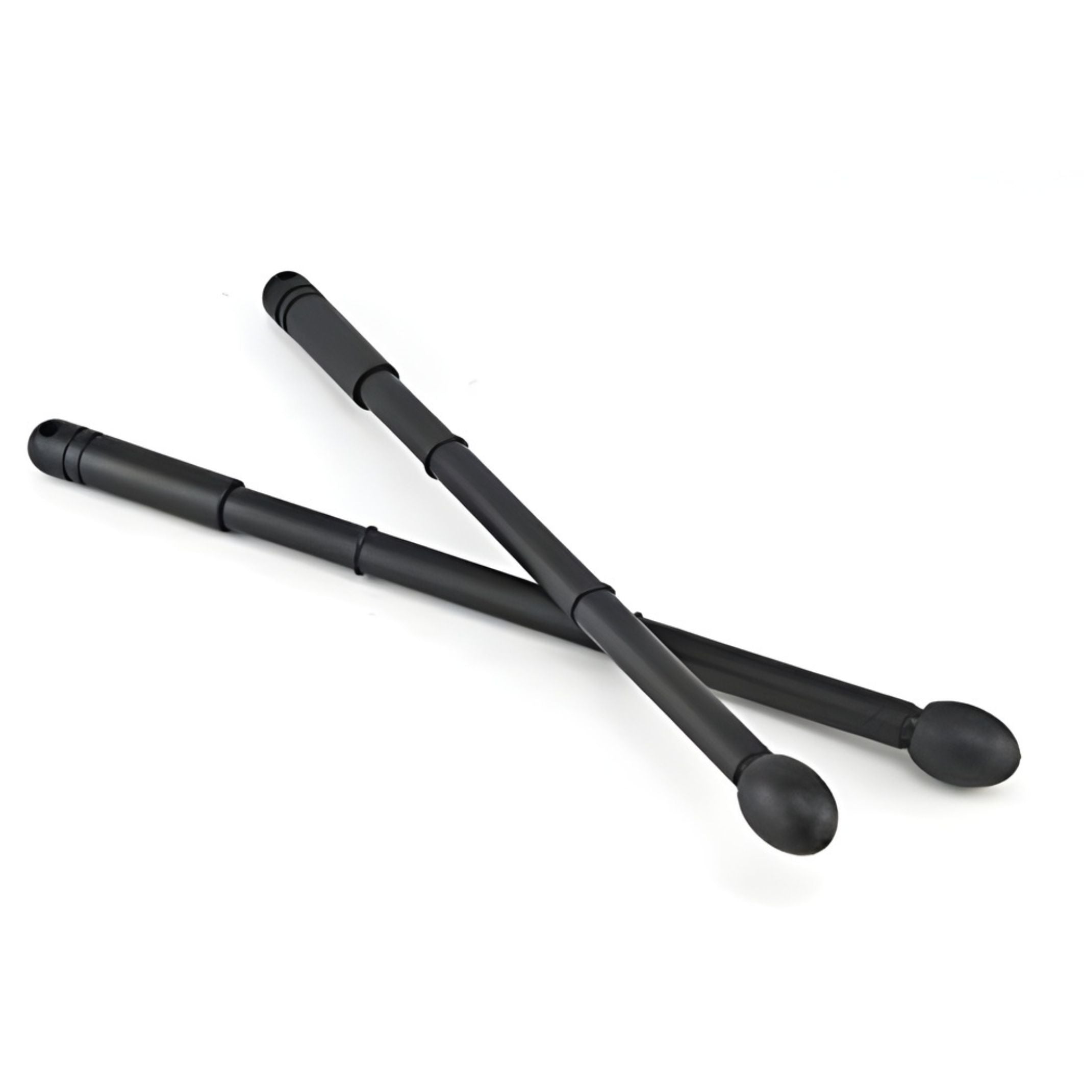 Two black drumsticks on a white background