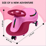 Kiddivilla Push Magic Swing Car Rider Twister Ride on for Kids aged 1 to 7 Years  Strongest & Smoothest PU Wheels 90 KG Weight Capacity (Pink)