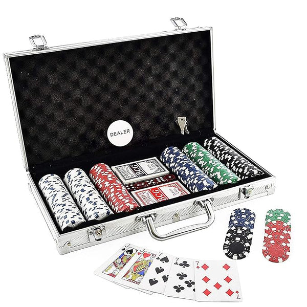 Adult Casino Style 500 Poker Chips Set Lockable Aluminum Finish Hard Case Classic Multiplayer Game - 500 Pcs