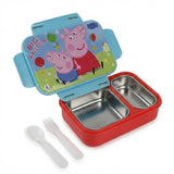 Striders Kids Lunch Box | Cute Cartoon Pig Design | Durable Plastic Tiffin Box with Easy Open Side Locks